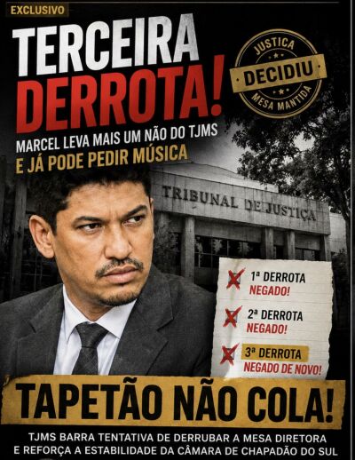 Imagem da notícia Vereador Marcel perde de novo no TJMS e tentativa de virar a Mesa Diretora no “tapetão” sofre novo revés